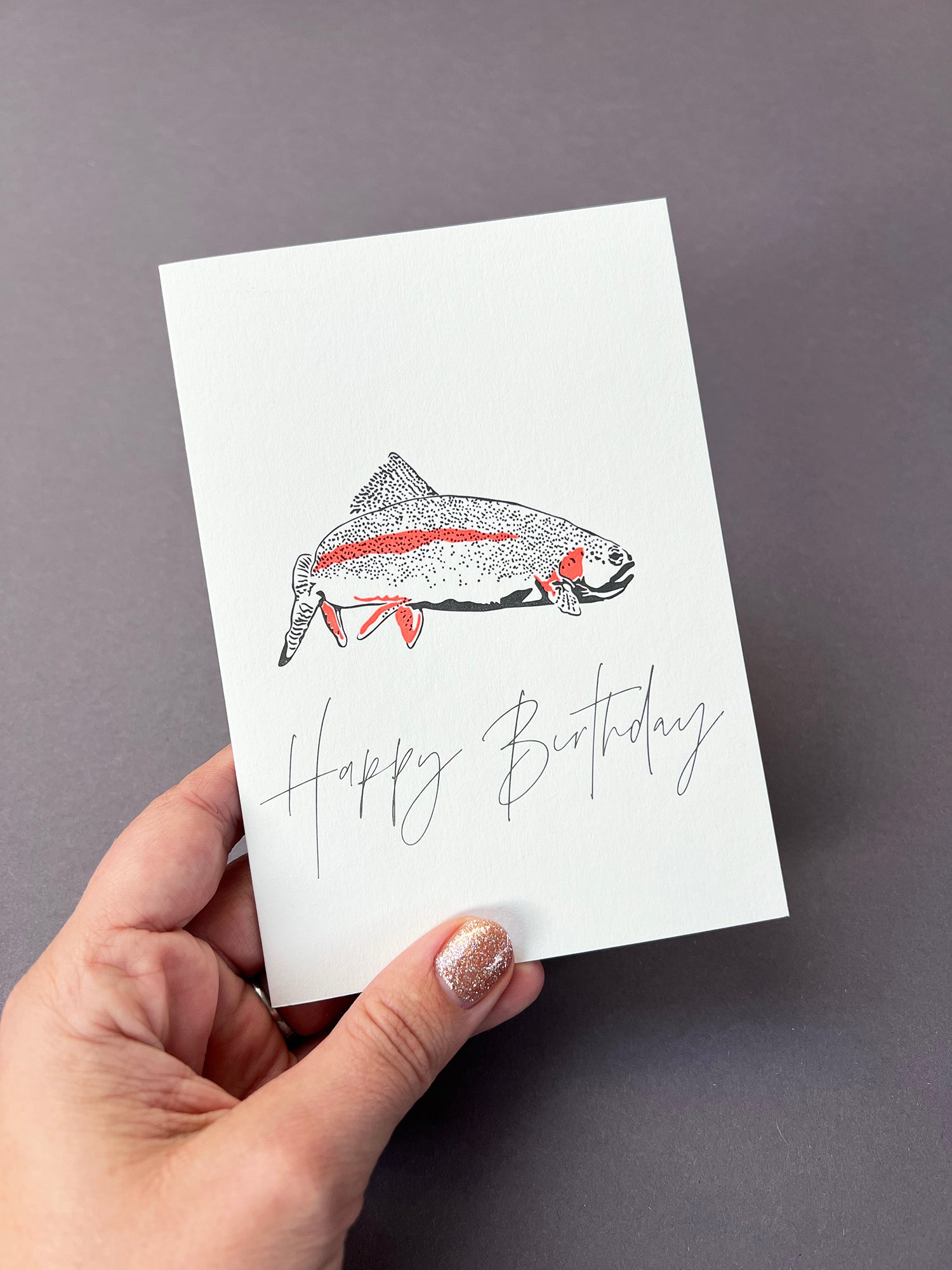 Birthday Fishing Letterpress Card