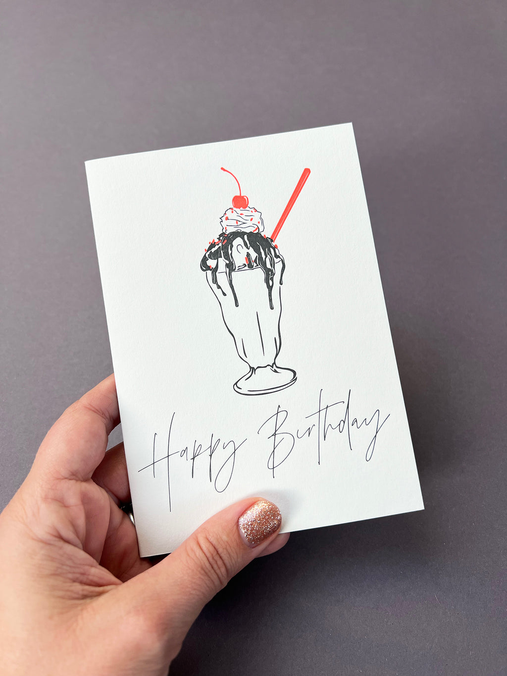 Birthday Sundae Letterpress Card