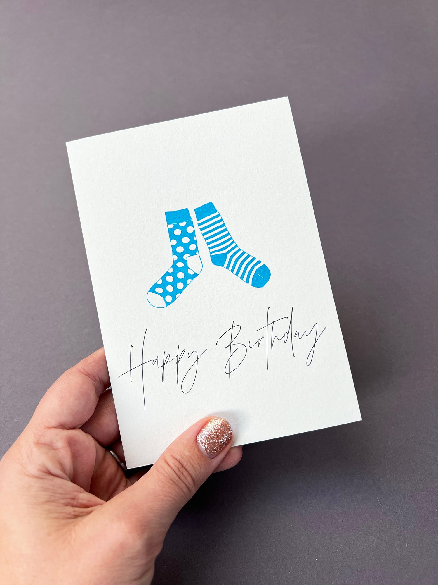 Birthday Sock Letterpress Card