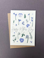 Flower Press Blue Letterpress Card | Mother's Day Card