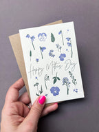 Flower Press Blue Letterpress Card | Mother's Day Card