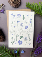 Flower Press Blue Letterpress Card | Mother's Day Card