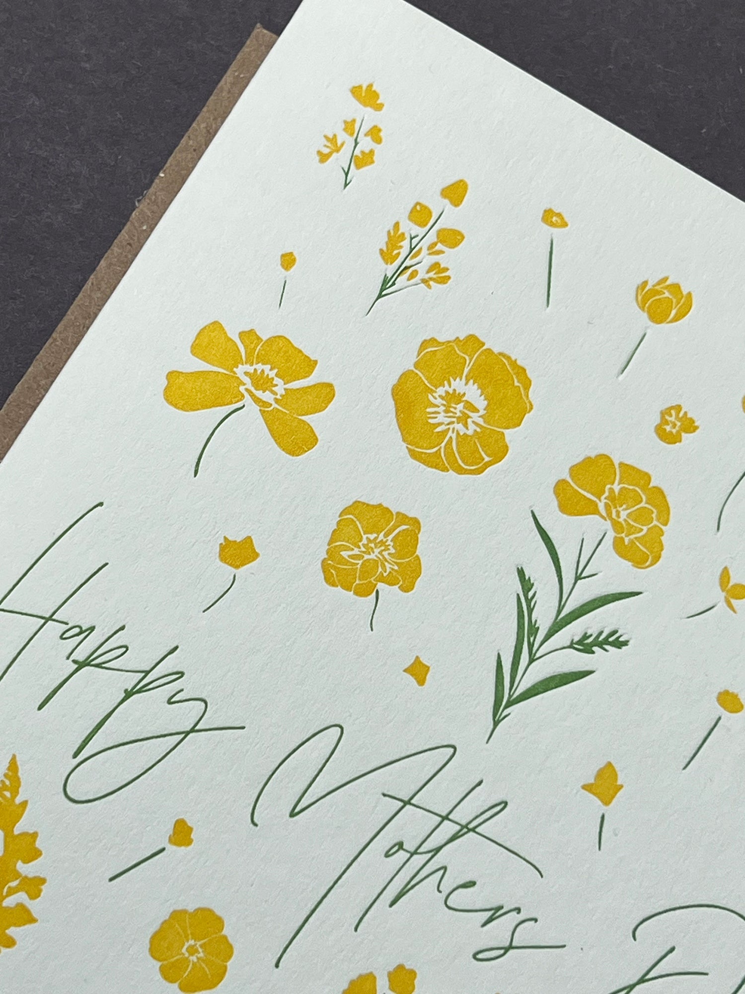 Flower Press Yellow Letterpress Card | Mother's Day Card