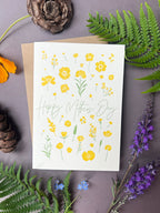 Flower Press Yellow Letterpress Card | Mother's Day Card