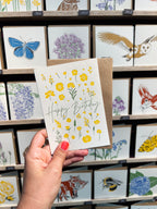 Flower Press Yellow Letterpress Card | Birthday Card