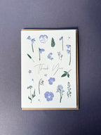 Thank You Blue Flower press Letterpress Card | Thank You