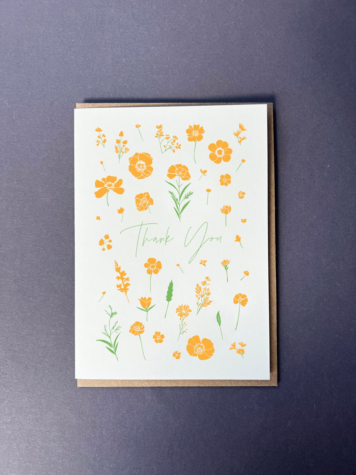 Thank You Yellow Flower press Letterpress Card | Thank You