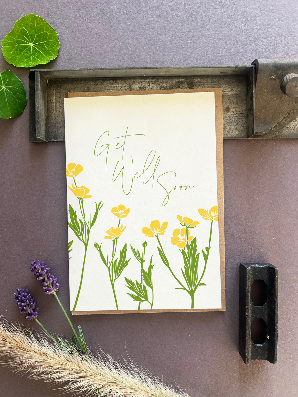 Get Well Buttercup Letterpress Card