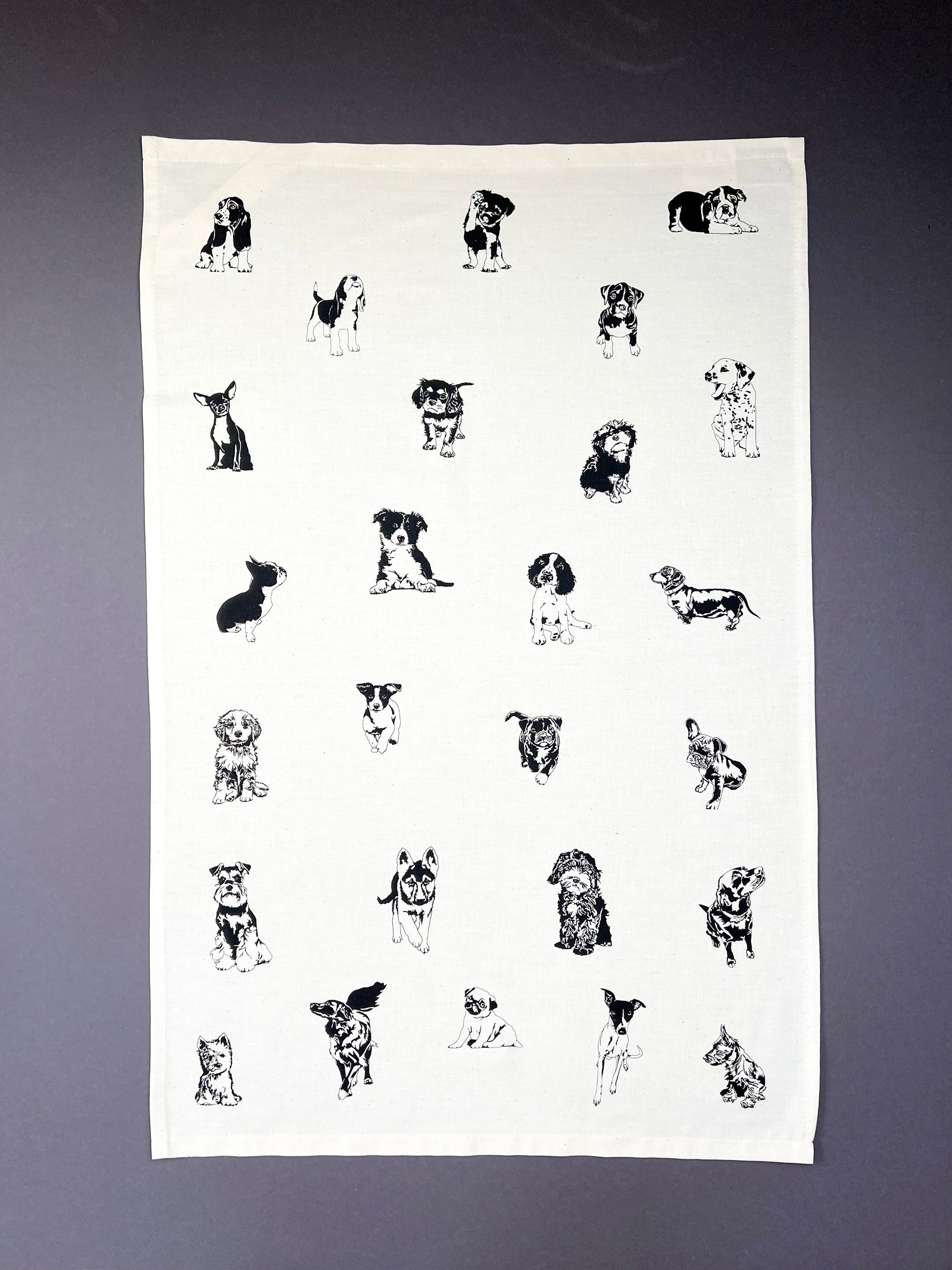 Multi Puppies Tea Towel