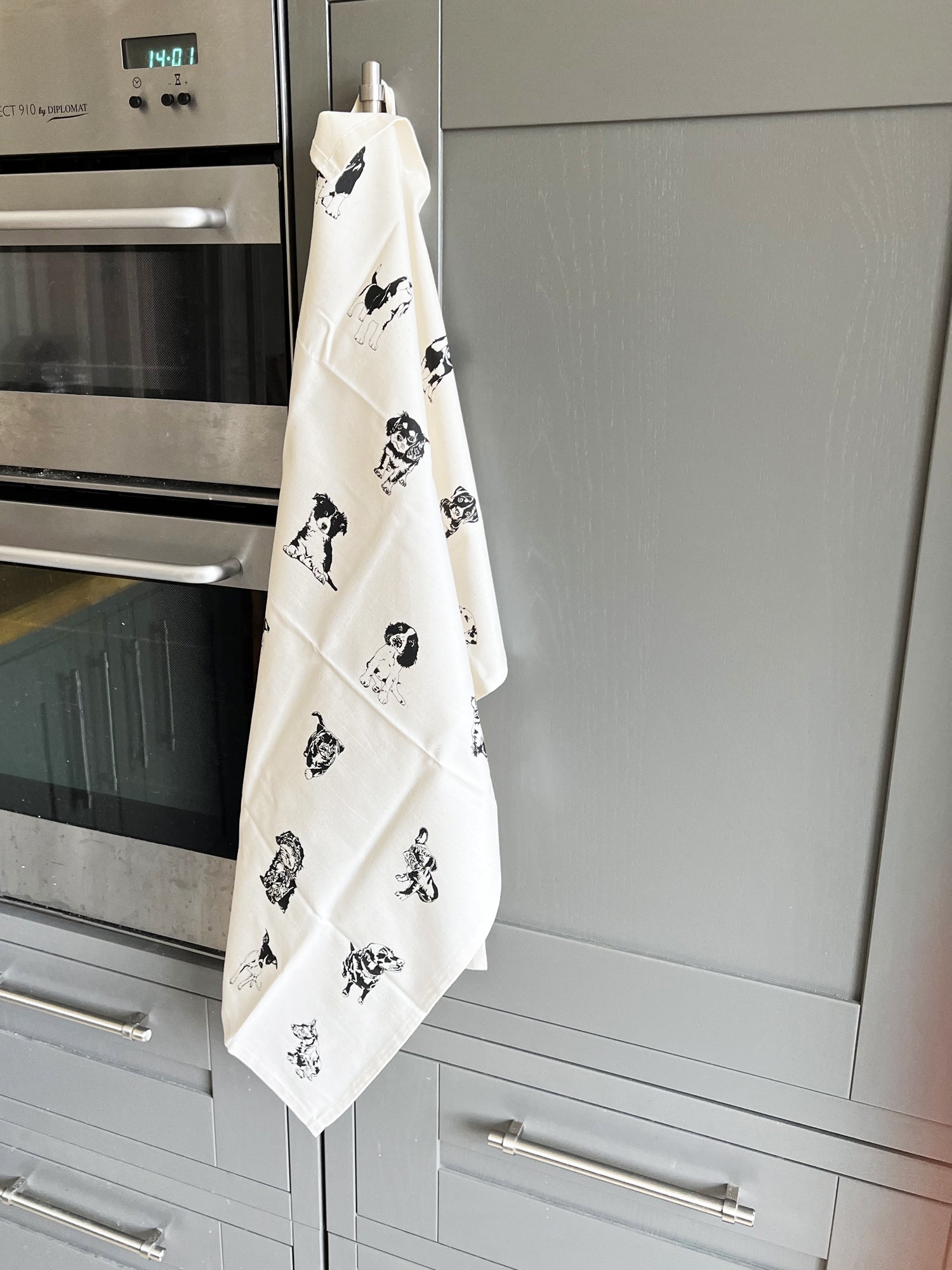 Multi Puppies Tea Towel