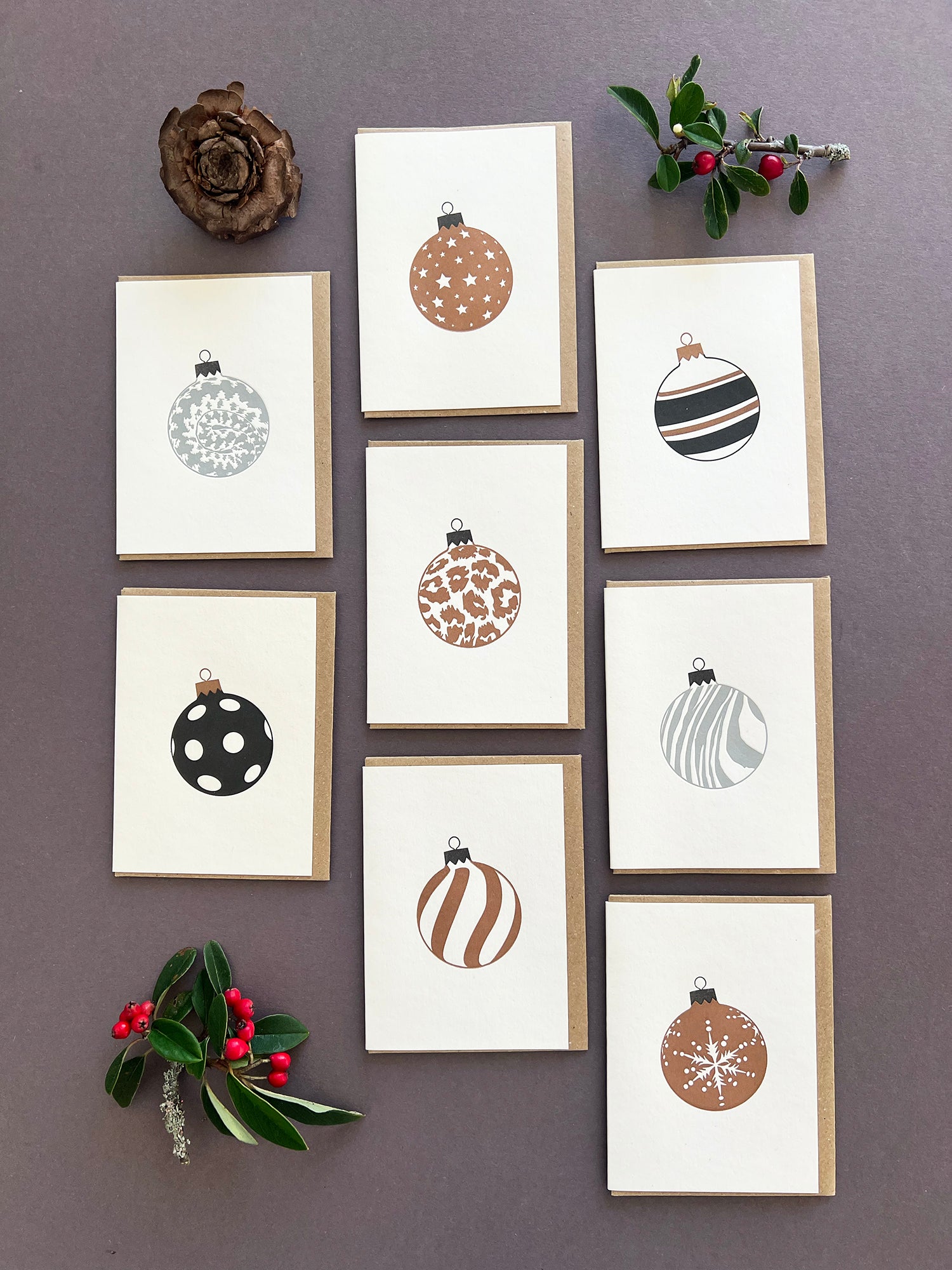 Sale Christmas Bauble Letterpress Notecards | Pack of 16