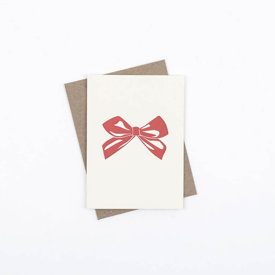 Red Bow Decoration - Penguin Ink christmas cards